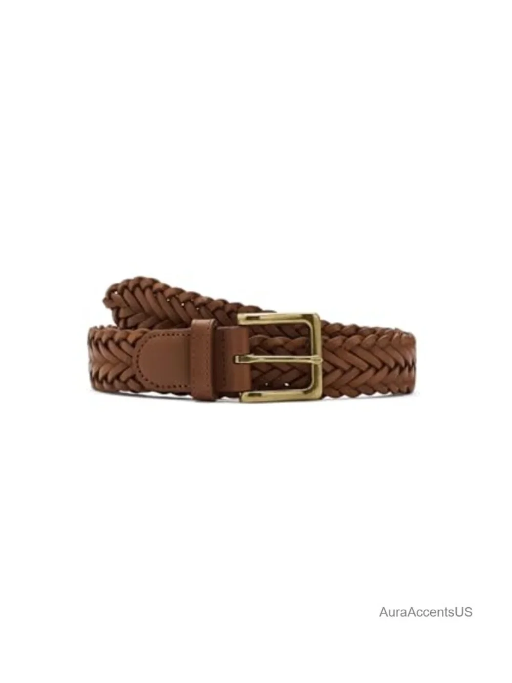 Braided Leather Belt with Brass Buckle